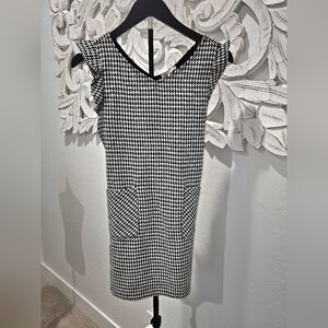 Copper Key Black White Houndstooth W/Gold Metallic Dress Girl's Sz Lg 12/14 NWT